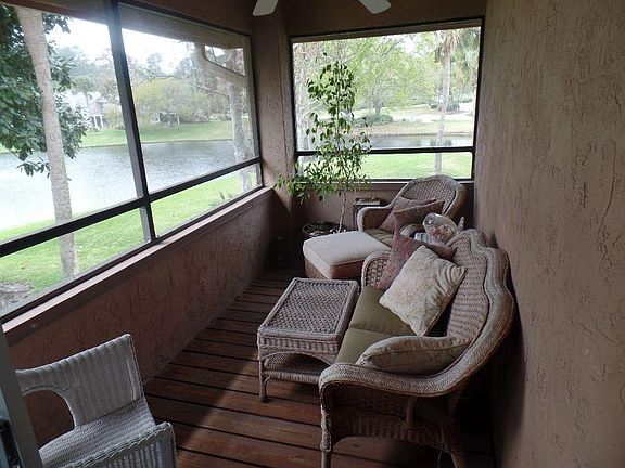 Screened porch with lake view