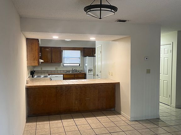 Looking into kitchen area