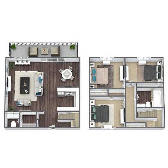 Floor plan C1: 3 Bed 2 Bath