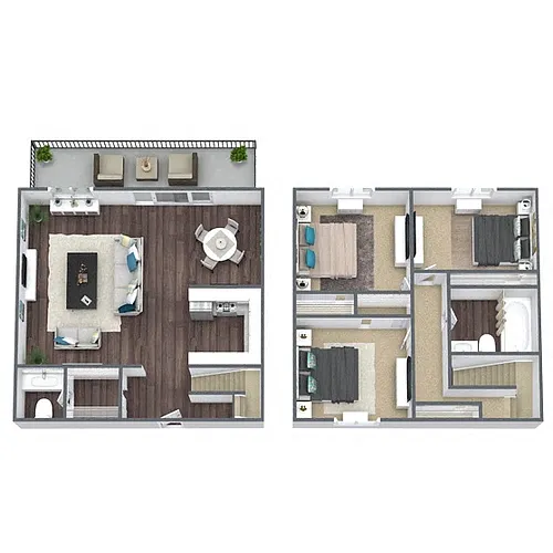 Floor plan C1: 3 Bed 2 Bath