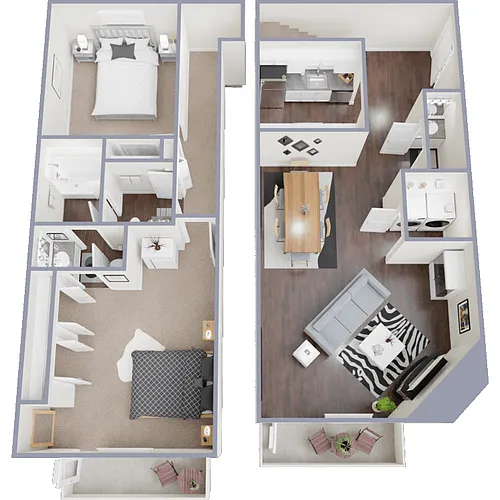 Floor plan 2 Bedroom 1.5 Bath Townhome