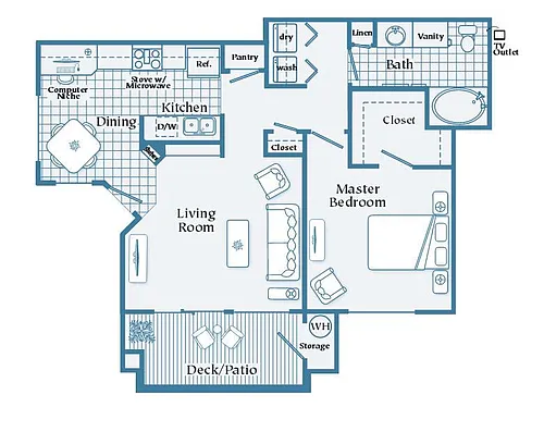 Floor plan Shortline (1 Bedroom)