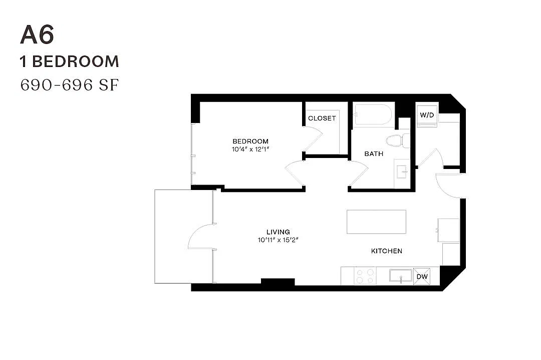 Floor plan One Bedroom A6