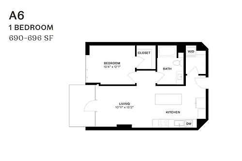 Floor plan One Bedroom A6