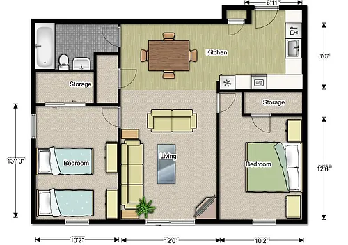 Floor plan Two Bedroom