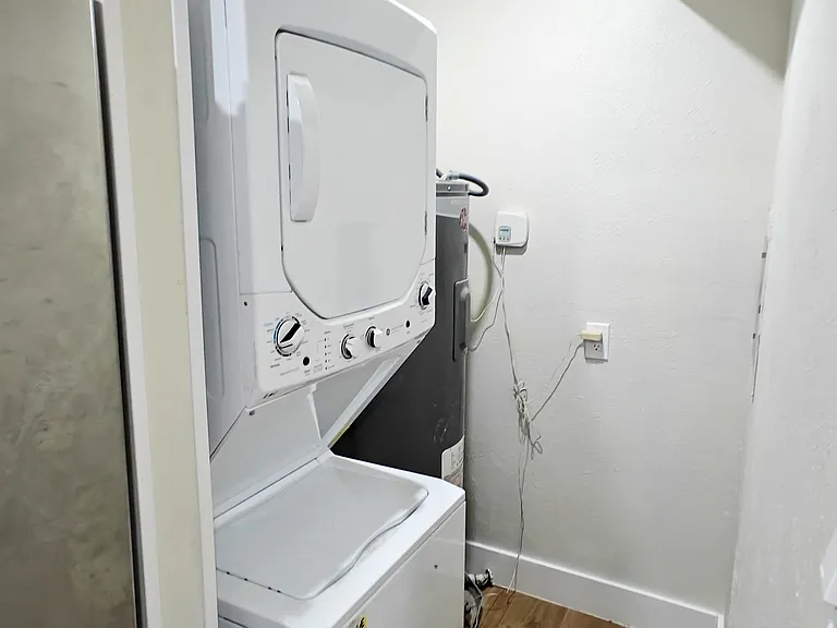 Laundry room with stackable washer dryer