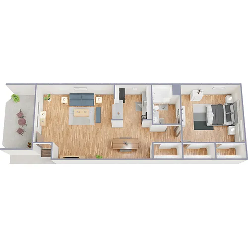 Floor plan A - 1 Bed 1 Bath