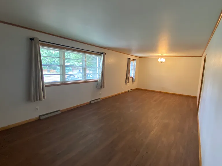 living room with new flooring