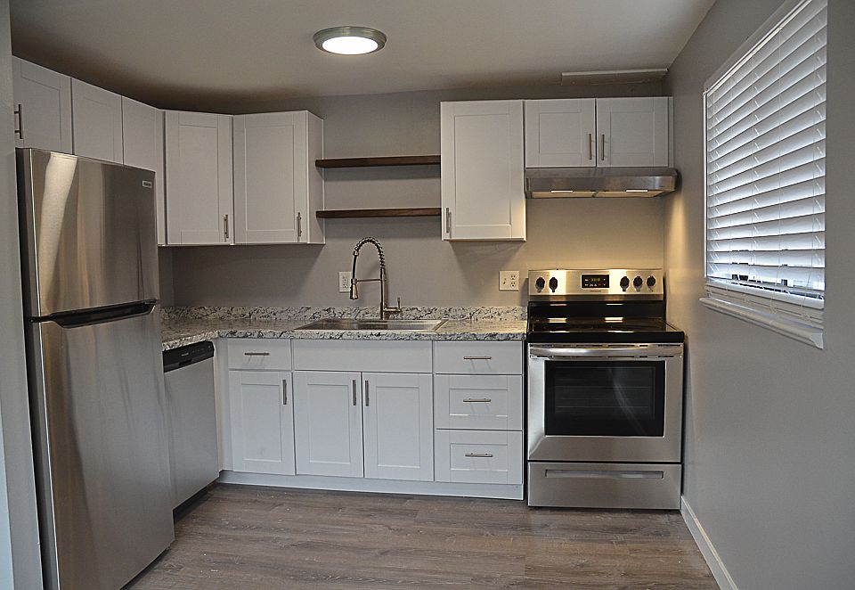 Remodeled kitchen with stainless appliances