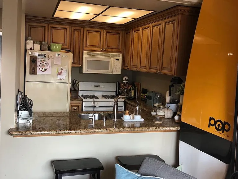 Kitchen from near patio door