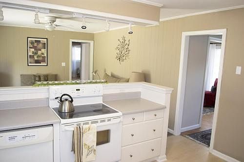 Remodeled kitchen open to family room
