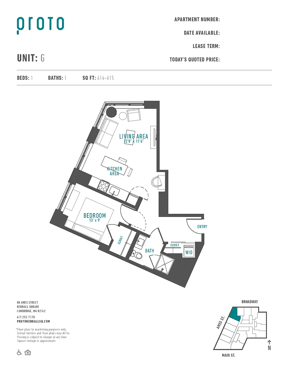 Floor plan 1 Bed/1 Bath-G