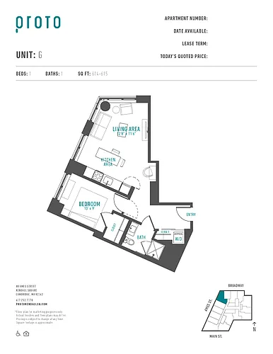 Floor plan 1 Bed/1 Bath-G
