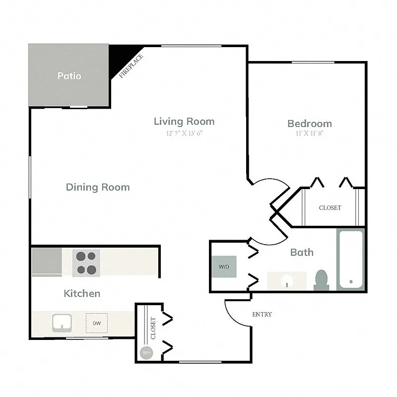 Floor plan 1 Bed/ 1 Bath