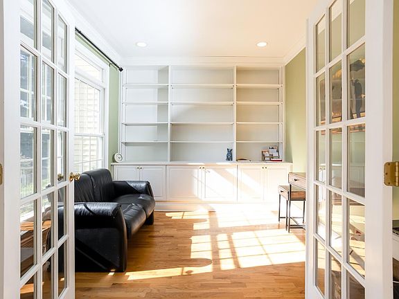 Private home office with double french doors