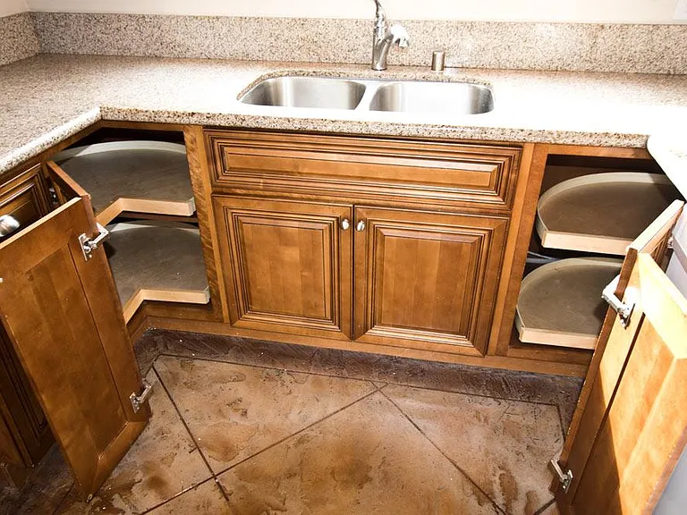 Lazy susan corner shelves for extra storage