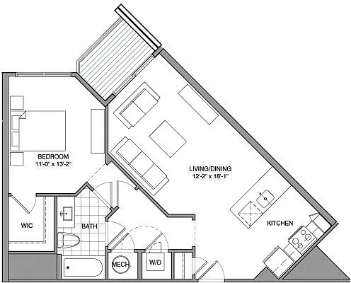 Floor plan 1 Bdrm F