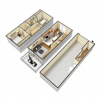 Floor plan 2x2 Jefferson TH B w/2 Car Garage