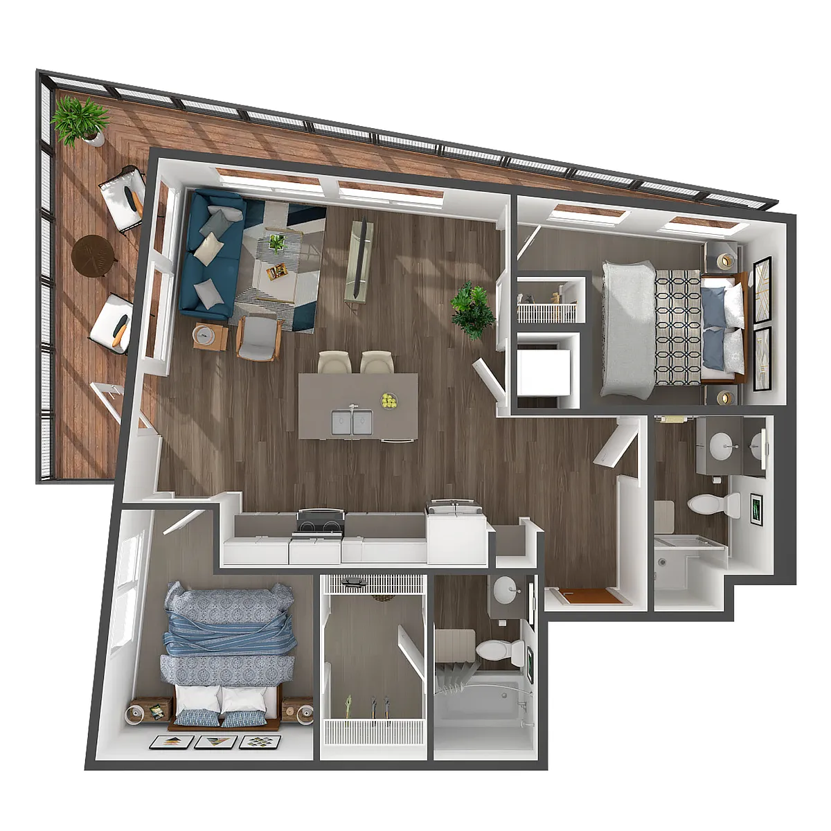 Floor plan 2 Bed, 2 Bath - B