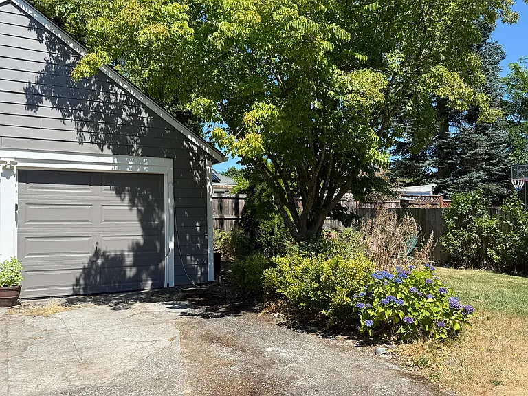 detached garage, with off street parking