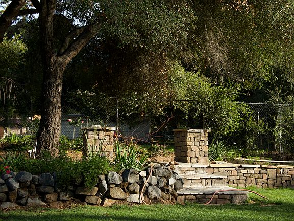 stone steps in rear yard