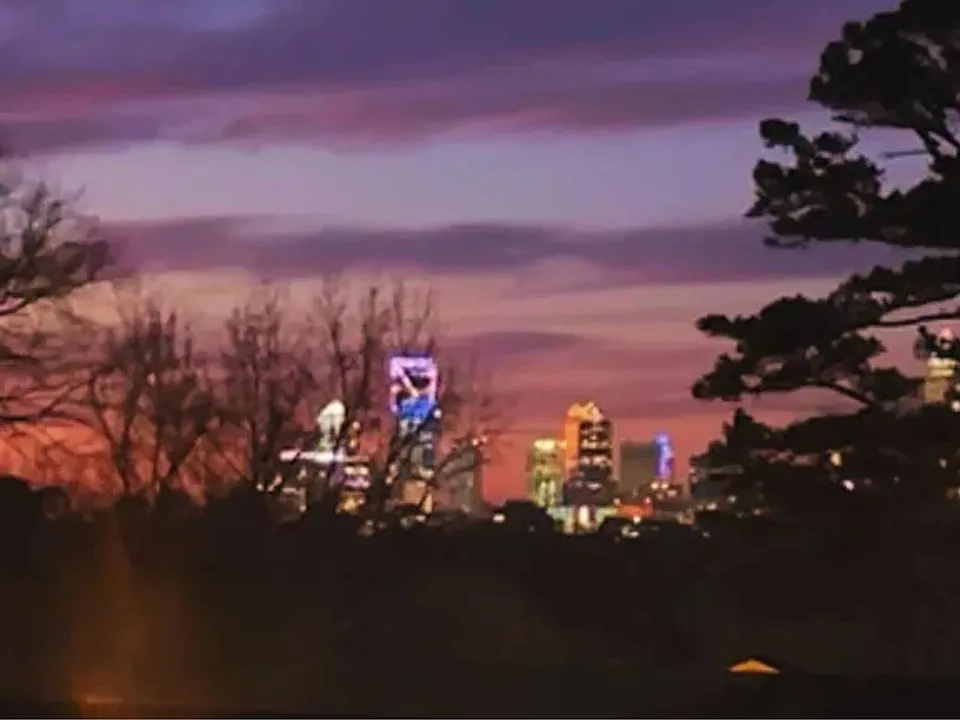 Skyline view of Charlotte from private balcony