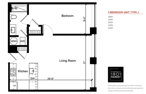 Floor plan One Bedroom J