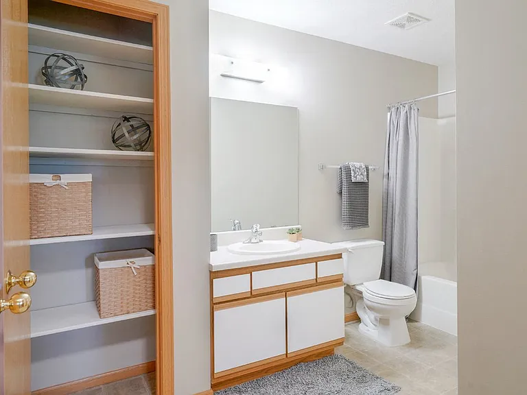 Plenty of bathroom storage makes daily routines a breeze.