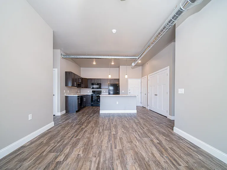 The Rutherford: Kitchen and Living Room