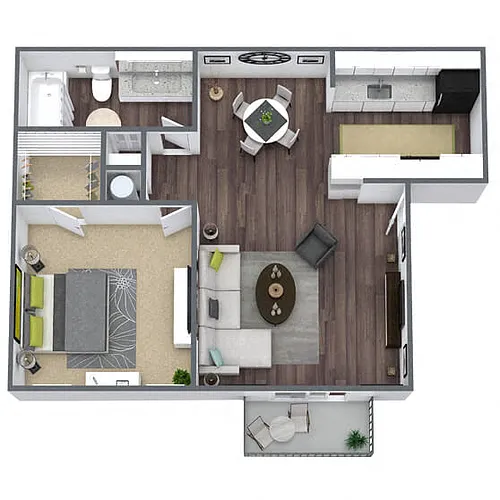 Floor plan A2: 1 Bed 1 Bath