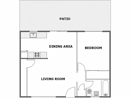 Floor plan 1 Bed / 1 Bath: Type E