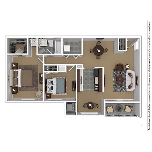 Floor plan 2 Bedroom/1 Bathroom-1000