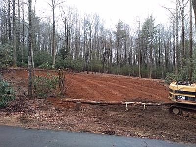 Street view of cleared lot