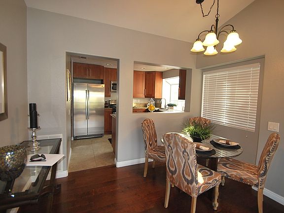 Dining area view into kitchen