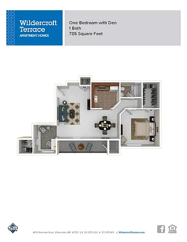 Floor plan 1Bedroom Den 1Bathroom