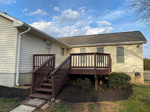 Rear, large deck.