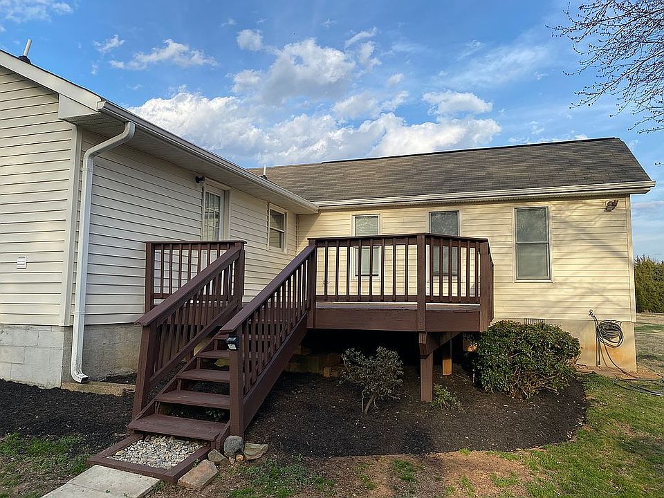 Rear, large deck.