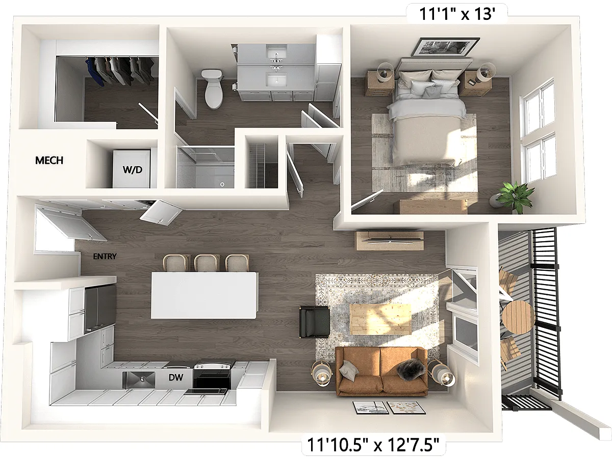 Floor plan A2-731sf-121-521