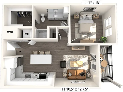 Floor plan A2-731sf-121-521