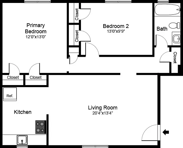 Red Oak Acres 2 Bed 1 Bath Floorplan Red Oak Acres 2 Bed 1 Bath Floorplan