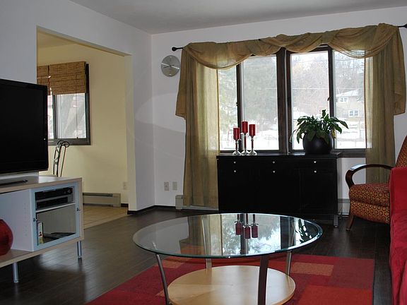 Large windows overlooking backyard