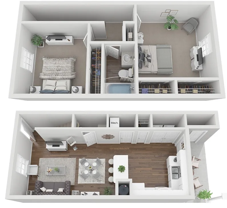 Floor plan 2 bedroom townhome