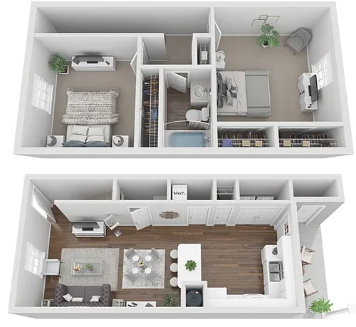 Floor plan 2 bedroom townhome