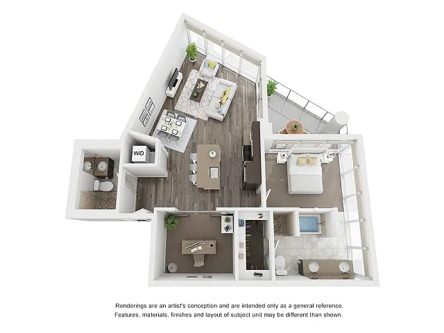 Floor plan 1 Bed 2 Bath Plus Den B8