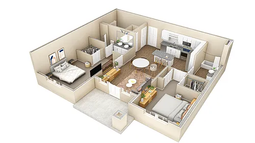Floor plan 2 BR Haven Courtyard