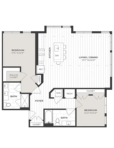 Floor plan 2 Bed/2 Bath-B6A