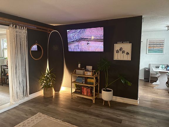 Living room and dining area.