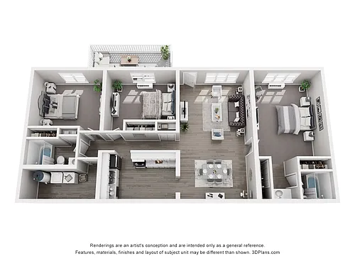 Floor plan 3 Bedroom 2 Bath