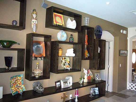 Greatroom features Custom Cabinets