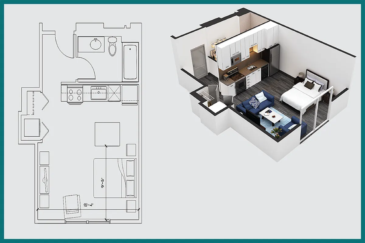 Floor plan Studio / One Bath / s2